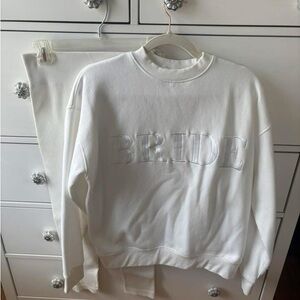 Bride Embroidered Crewneck Sweatshirt - White